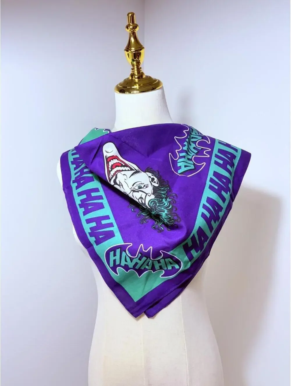 DC Comics theme 1990s Batman The Joker cotton Scarf Purple and teal